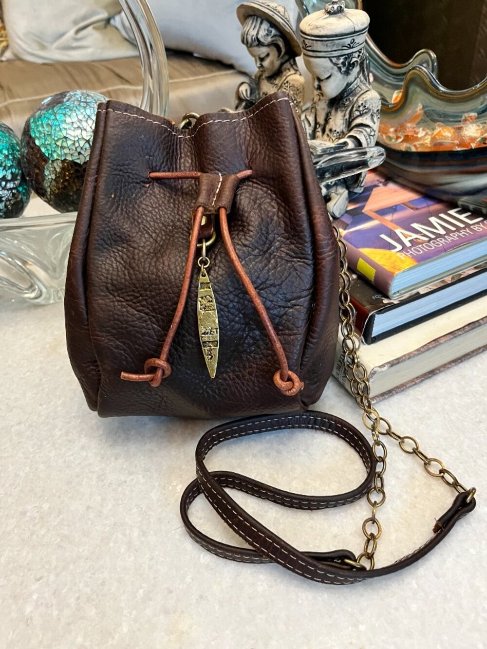 Canoe brown chain leather Crossbody
